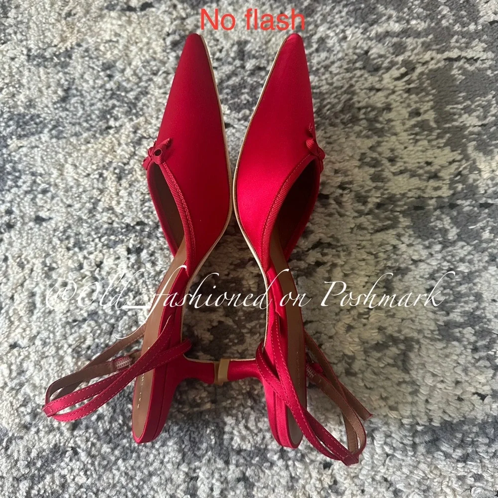 REFORMATION Wade Kitten Heel Pumps - Lipstick Satin - Picture 12 of 16
